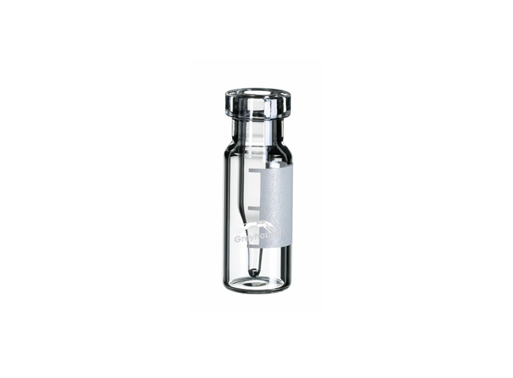 Picture of 200µL Crimp Top Fused Insert Vial, Clear Glass with Write-on-Patch, 11mm Crimp Finish